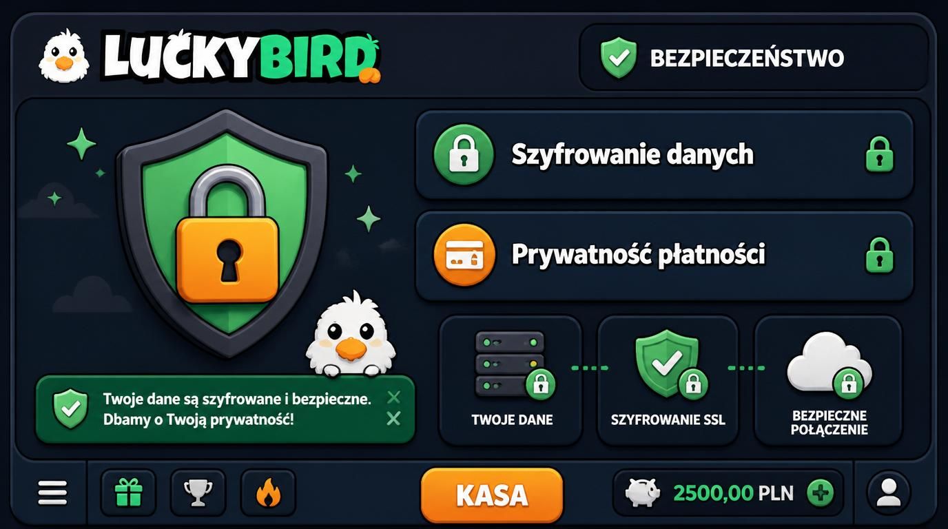Obraz podkreśla szyfrowanie, opinie i ochronę przesyłanych danych.